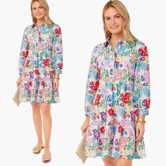 Ro's Garden Romy Dress Size XS Fantasia Floral White Blue Pink Mini - Picture 5 of 14